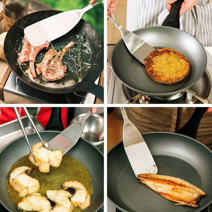 SELECT100 プレスターナーで肉・お好み焼き・エビ・魚を焼いている4枚の使用シーン
