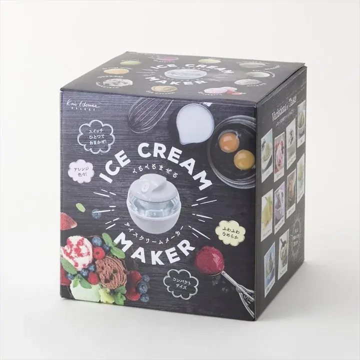 貝印 アイスクリームメーカーの黒いパッケージ箱。Kai House SELECT ICE CREAM MAKER の表記