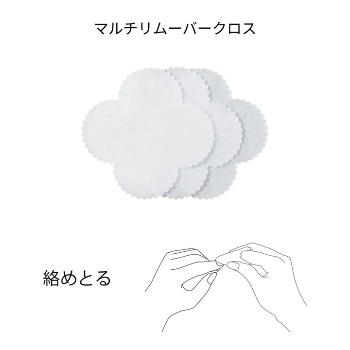 甘皮ケアのSTEP3。マルチリムーバークロスを指に巻いて不要な角質を「絡めとる」工程の図